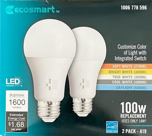 Equivalent 2700K, Selectable A19 Dimmable LED Bulb