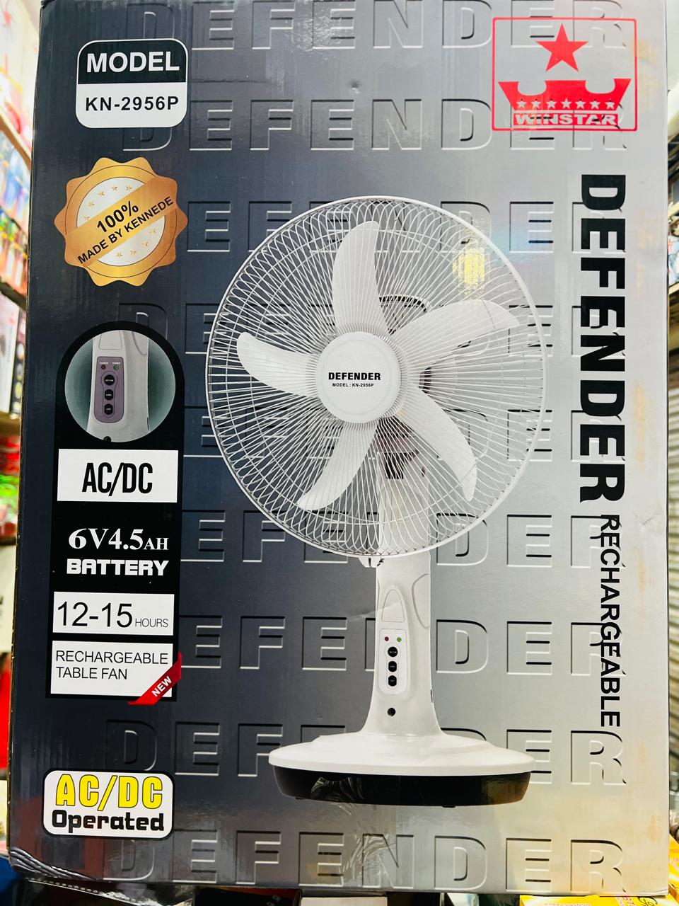 Defender KN-2956P Rechargeable Table Fan
